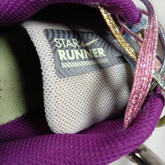 Nike Star Runner 4.5Y Women’s 6 Running Shoes Gray Iridescent Multicolor Laces - Picture 8 of 10
